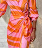 Vestito portafoglio lungo con stampa geometrica da donna