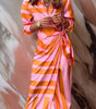 Vestito portafoglio lungo con stampa geometrica da donna