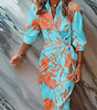 Vestito portafoglio lungo con stampa geometrica da donna