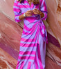 Vestito portafoglio lungo con stampa geometrica da donna