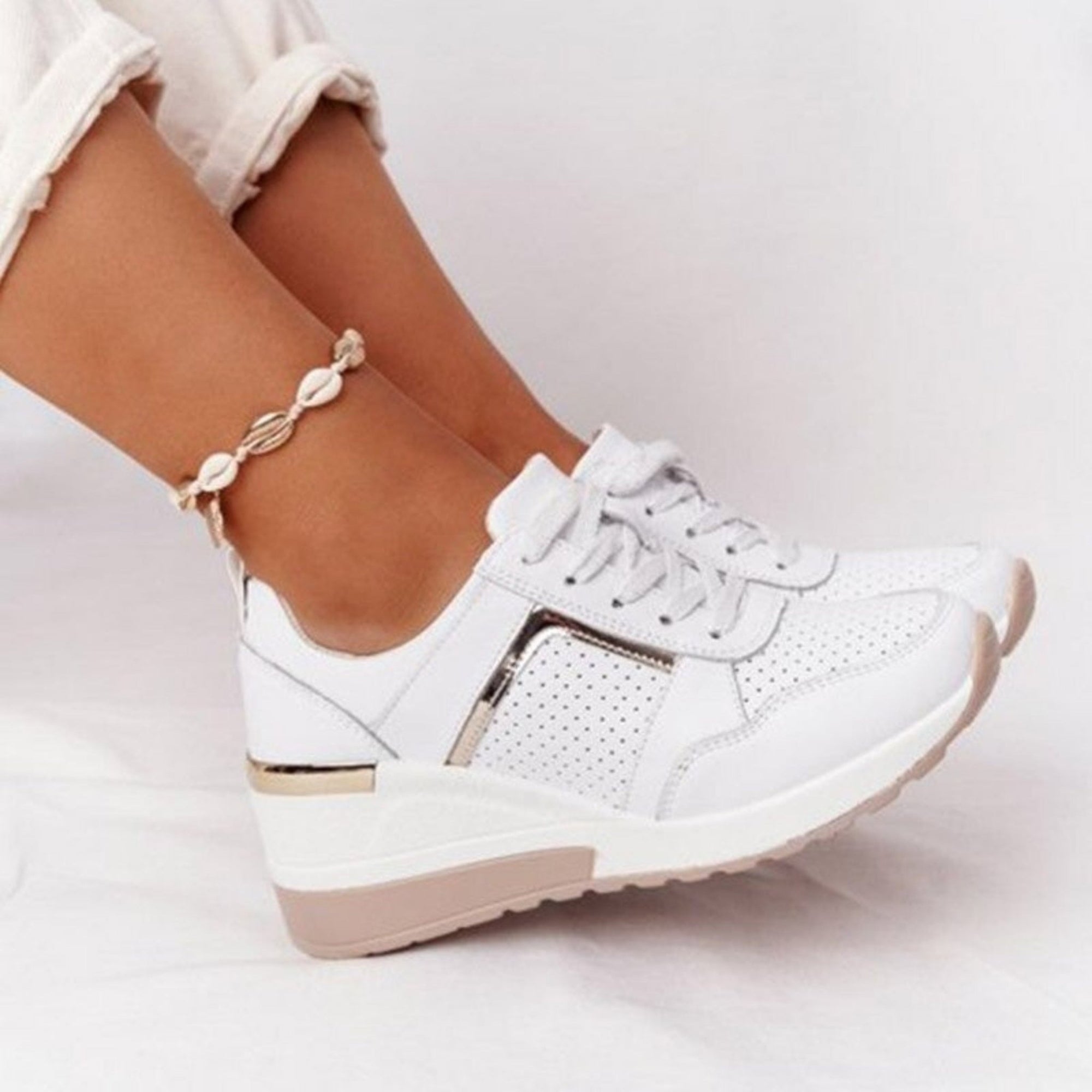 Basket Compensée Confort en Simili Cuir pour Femme - Emilia Lane