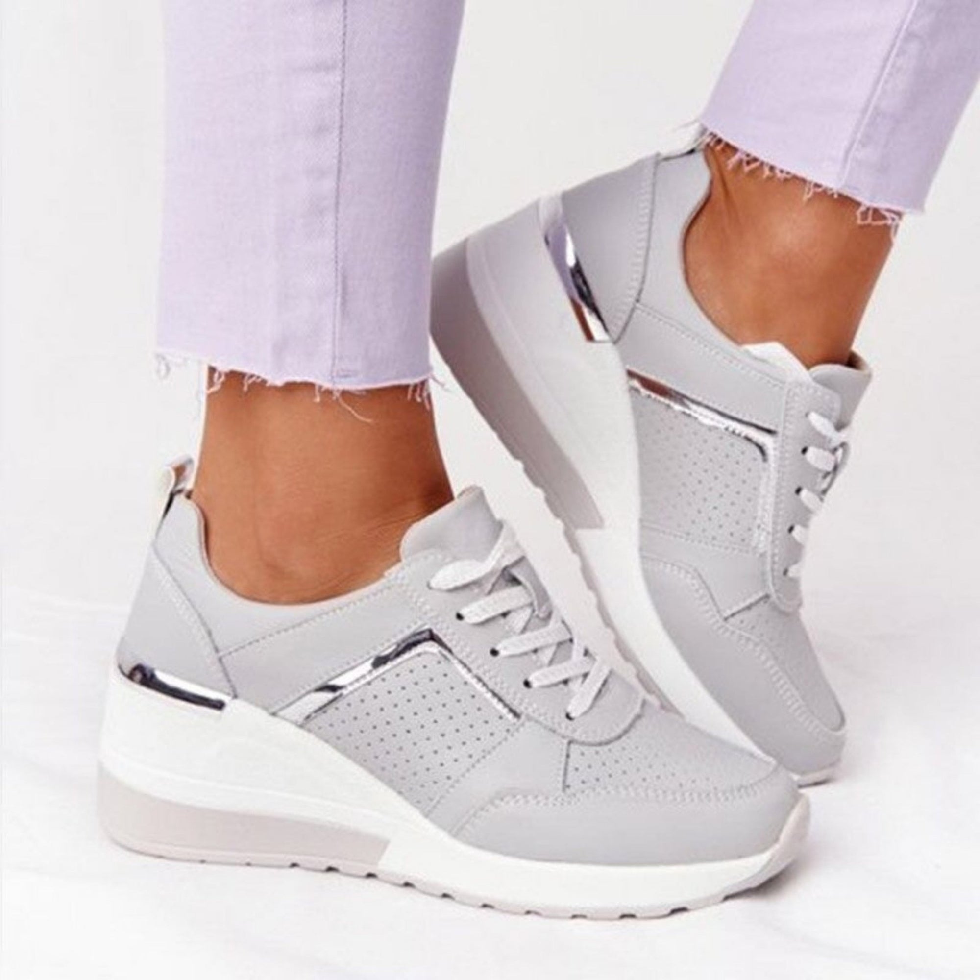 Basket Compensée Confort en Simili Cuir pour Femme - Emilia Lane