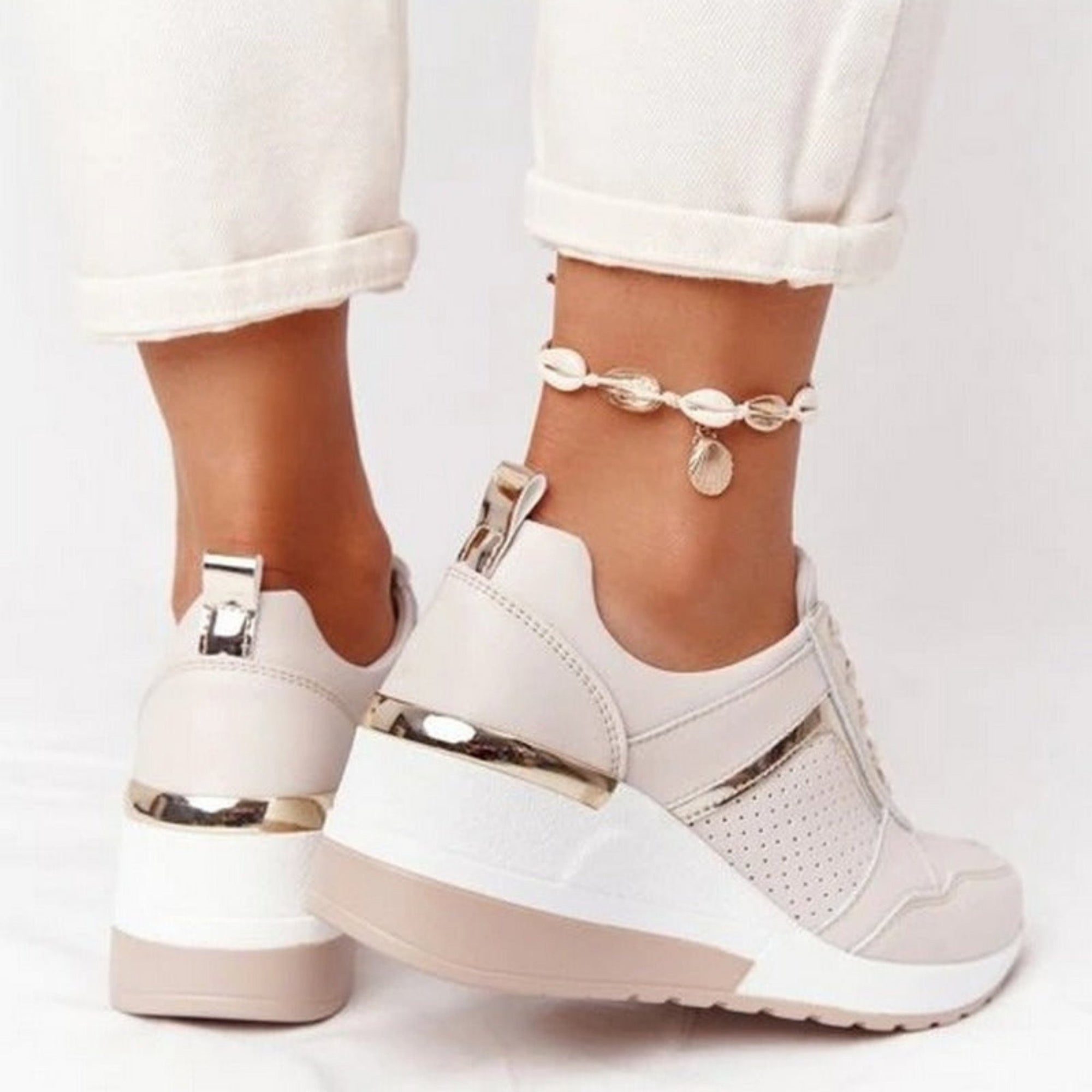 Basket Compensée Confort en Simili Cuir pour Femme - Emilia Lane