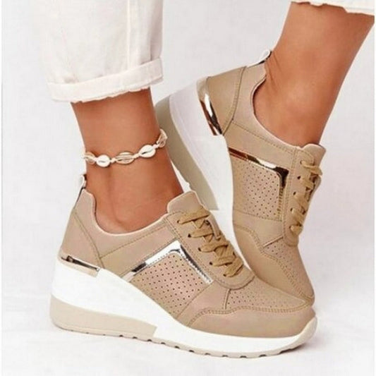 Basket Compensée Confort en Simili Cuir pour Femme - Emilia Lane