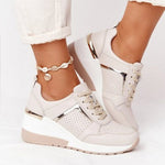 Basket Compensée Confort en Simili Cuir pour Femme - Emilia Lane