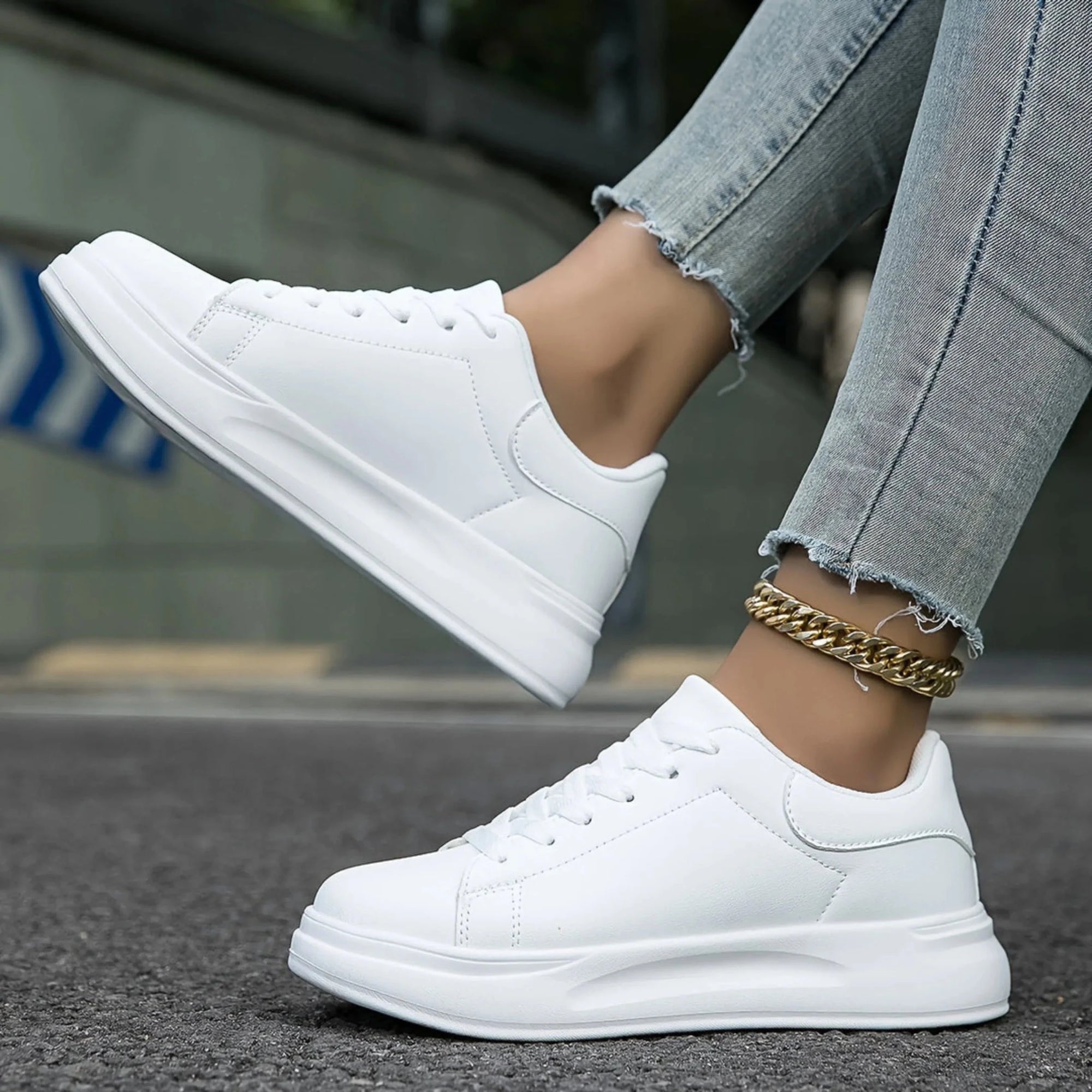 Basket Confort à Semelle Épaisse en Simili Cuir pour Femme - Emilia Lane