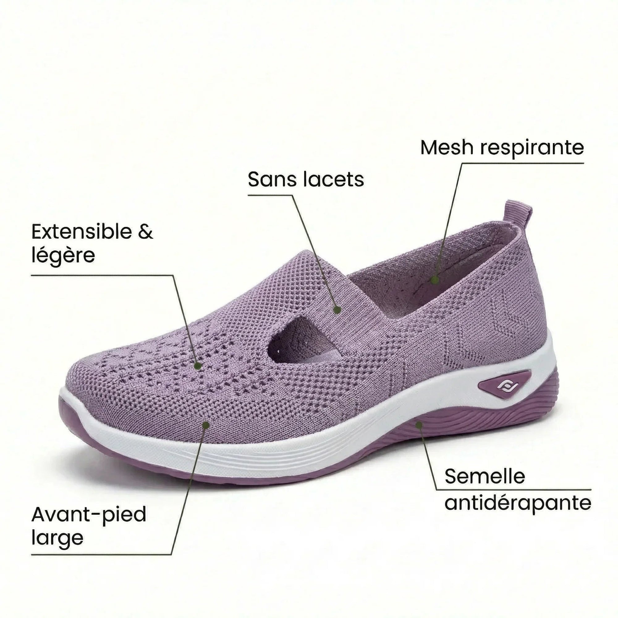Basket Confortable et Légère Sans Lacets en Maille pour Femme - Emilia Lane