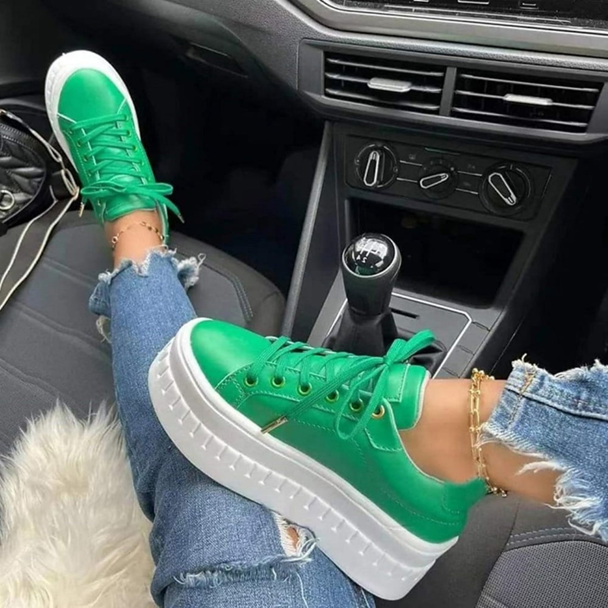 Basket Plateforme à Semelle Épaisse en Simili Cuir pour Femme - Emilia Lane