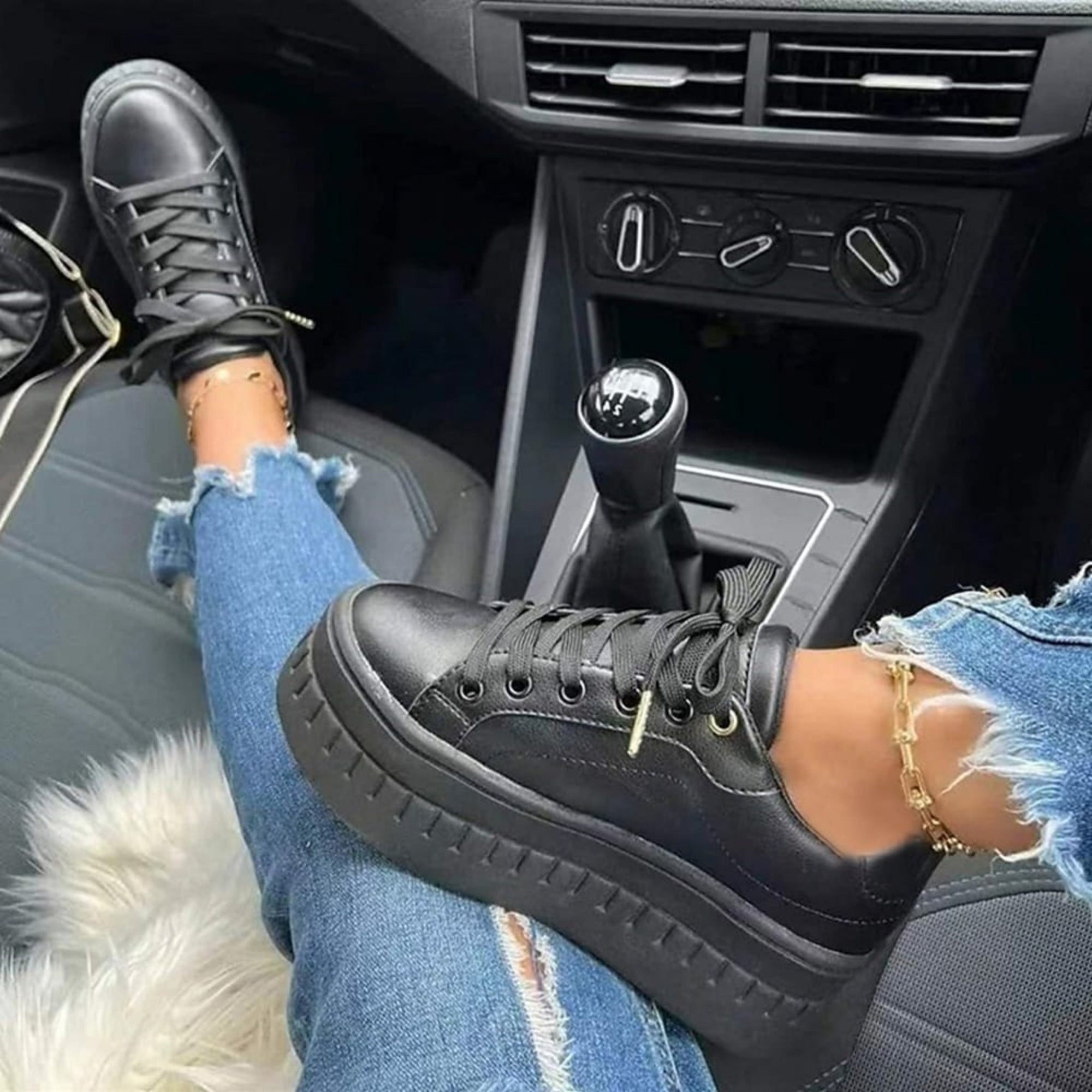 Basket Plateforme à Semelle Épaisse en Simili Cuir pour Femme - Emilia Lane
