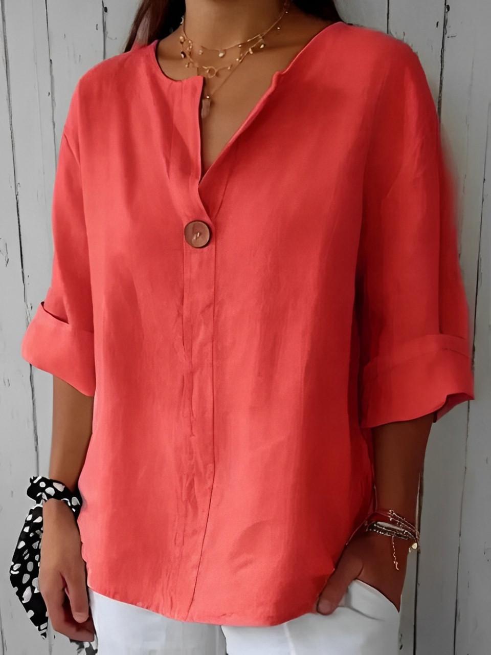 Blouse Ample à Col V et Manches Courtes pour Femme | Idéale pour le Quotidien - Emilia Lane