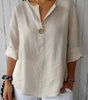 Blouse en Lin Col V à Manches 3/4 pour Femme | Idéale pour le Quotidien - Emilia Lane