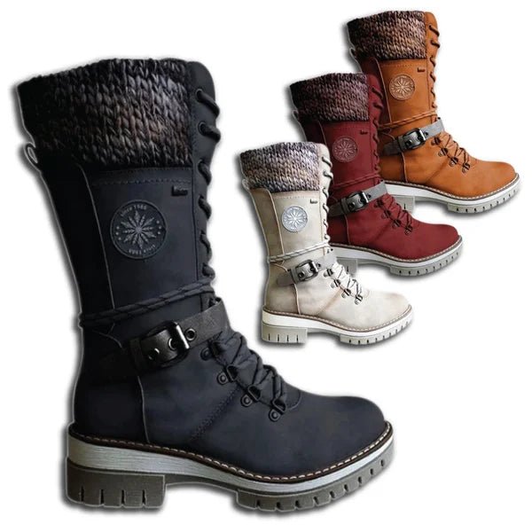 Botte à Lacets Haute en Simili Cuir pour Femme - Emilia Lane