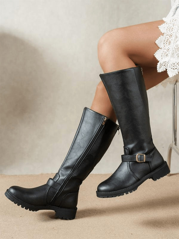 Botte Cavalière Haute en Simili Cuir pour Femme - Emilia Lane