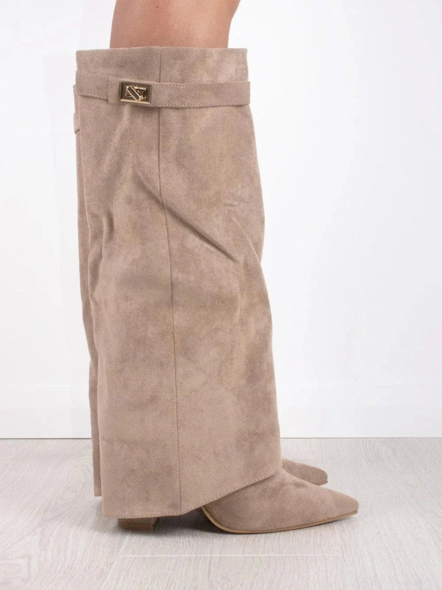 Botte Haute à Revers en Daim pour Femme - Emilia Lane