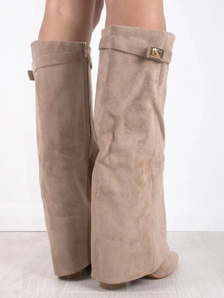 Botte Haute à Revers en Daim pour Femme - Emilia Lane
