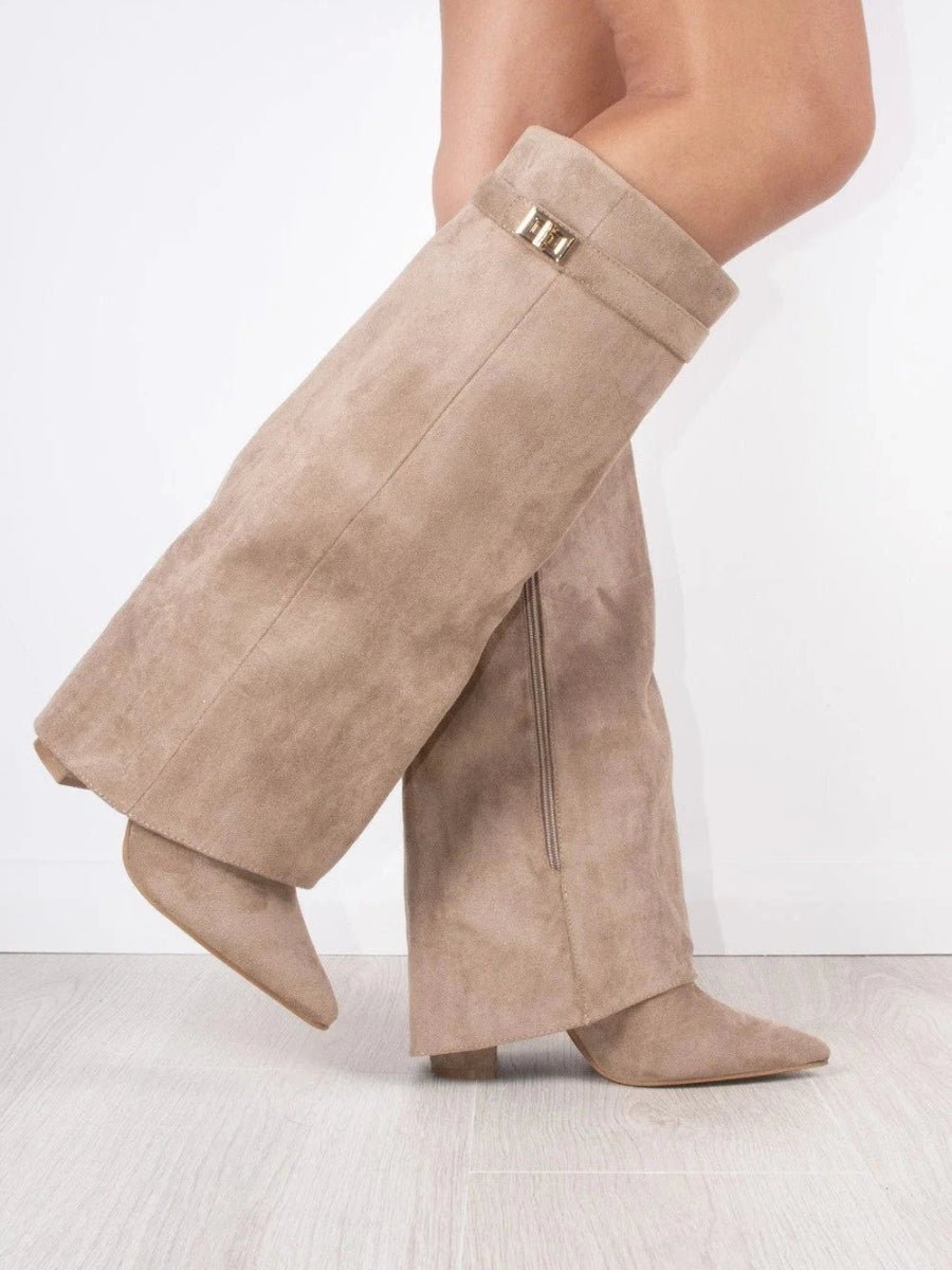 Botte Haute à Revers en Daim pour Femme - Emilia Lane
