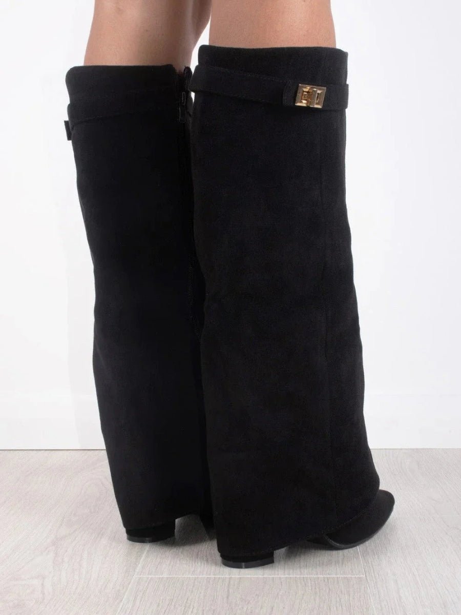 Botte Haute à Revers en Daim pour Femme - Emilia Lane