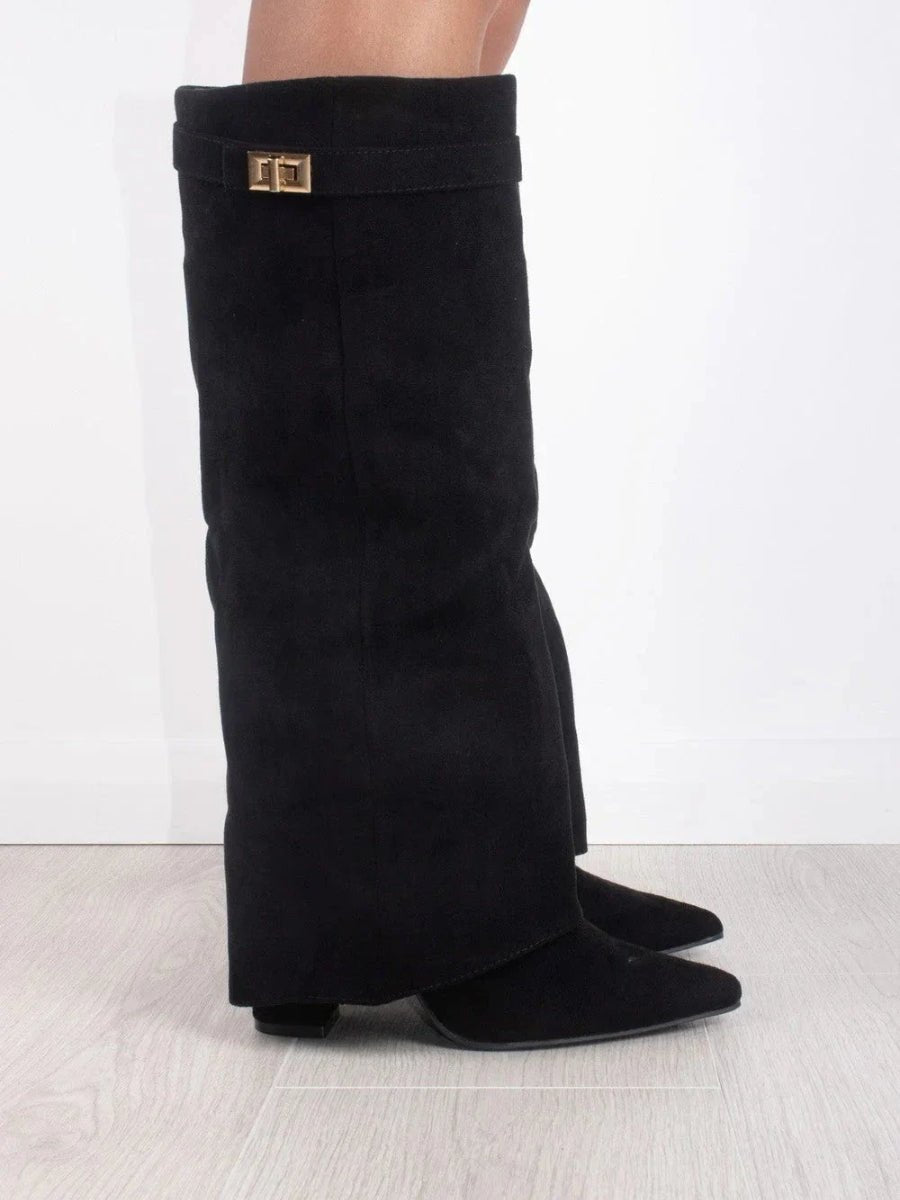 Botte Haute à Revers en Daim pour Femme - Emilia Lane