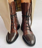 Botte Mi-Mollet à Lacets et Talon en Simili Cuir pour Femme - Emilia Lane