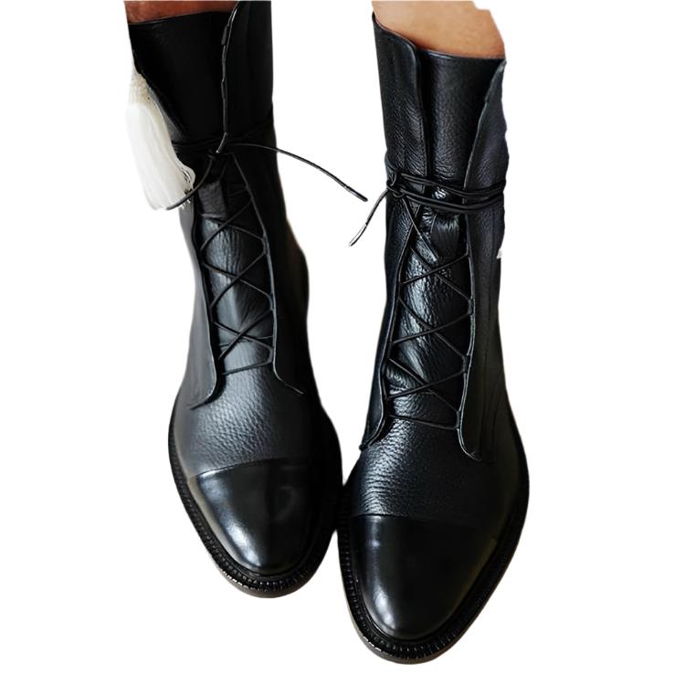 Botte Mi-Mollet à Lacets et Talon en Simili Cuir pour Femme - Emilia Lane