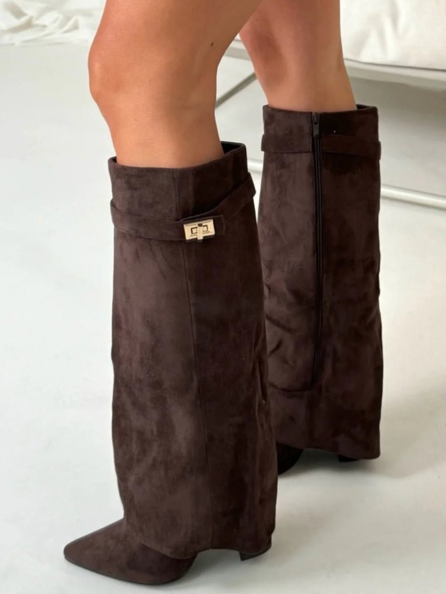 Bottes Hautes Élégantes avec Talon Bloc pour Femmes - Emilia Lane