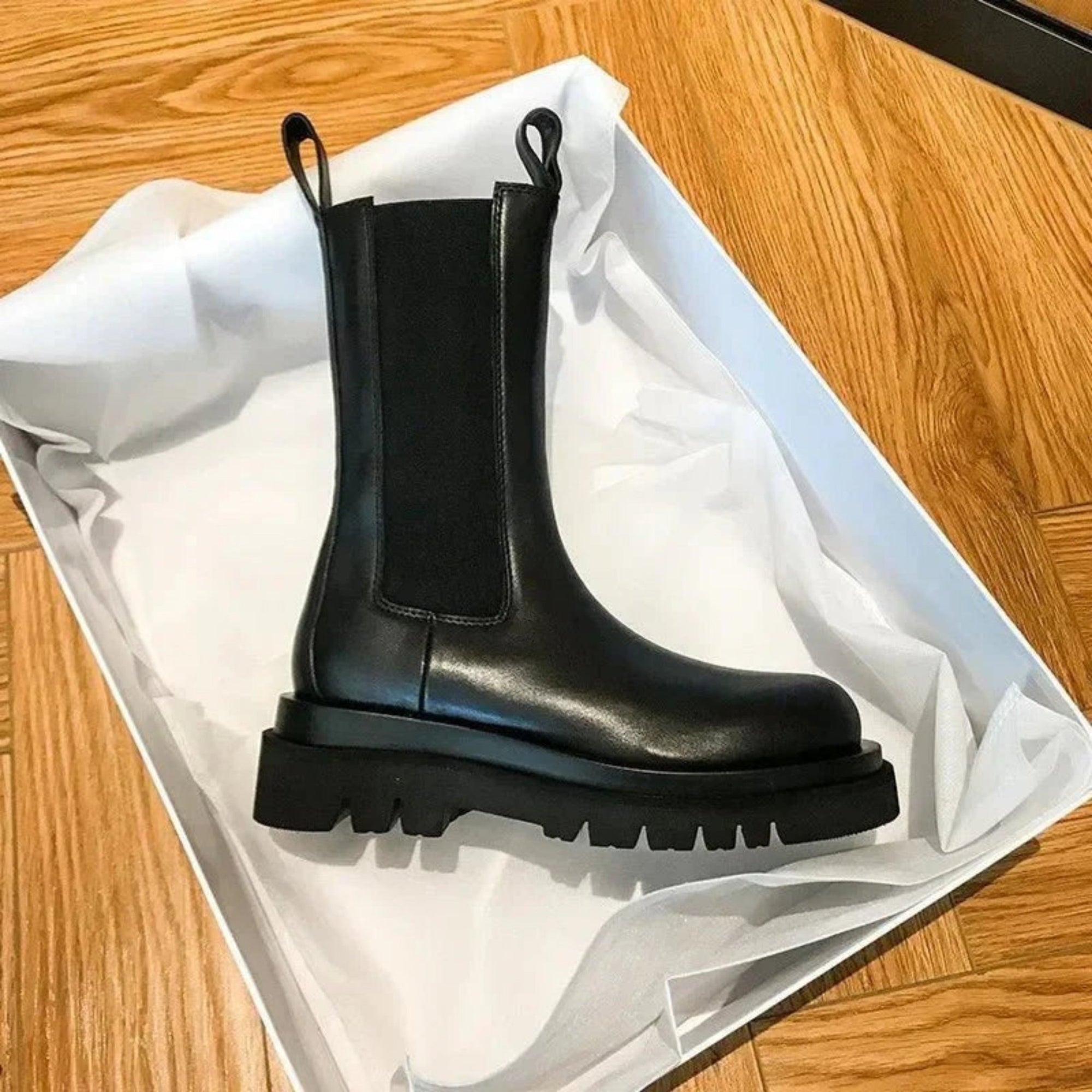 Bottine Chelsea Plate en Simili Cuir pour Femme - Emilia Lane