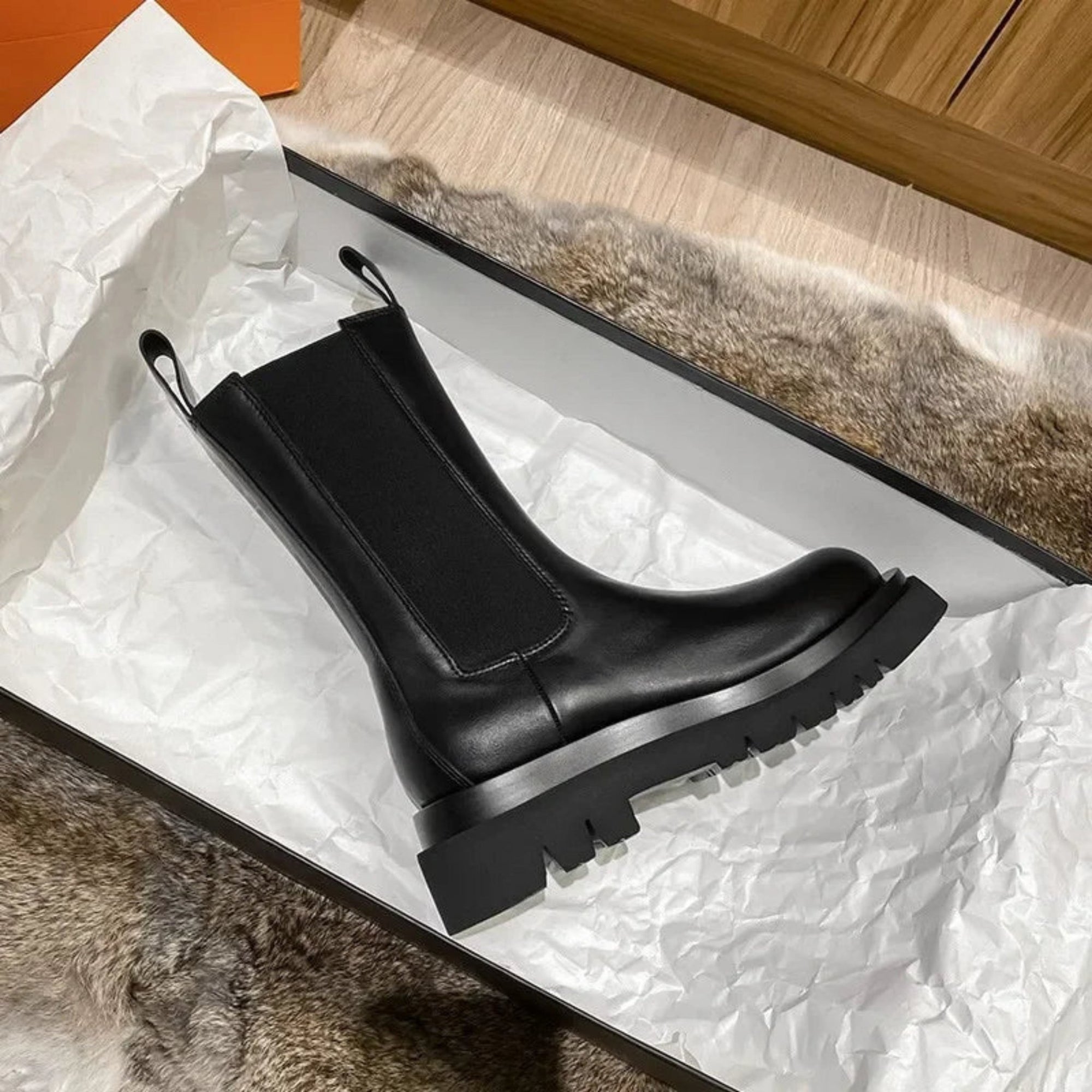 Bottine Chelsea Plate en Simili Cuir pour Femme - Emilia Lane