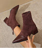Bottine Pointue à Talon en Daim pour Femme - Emilia Lane