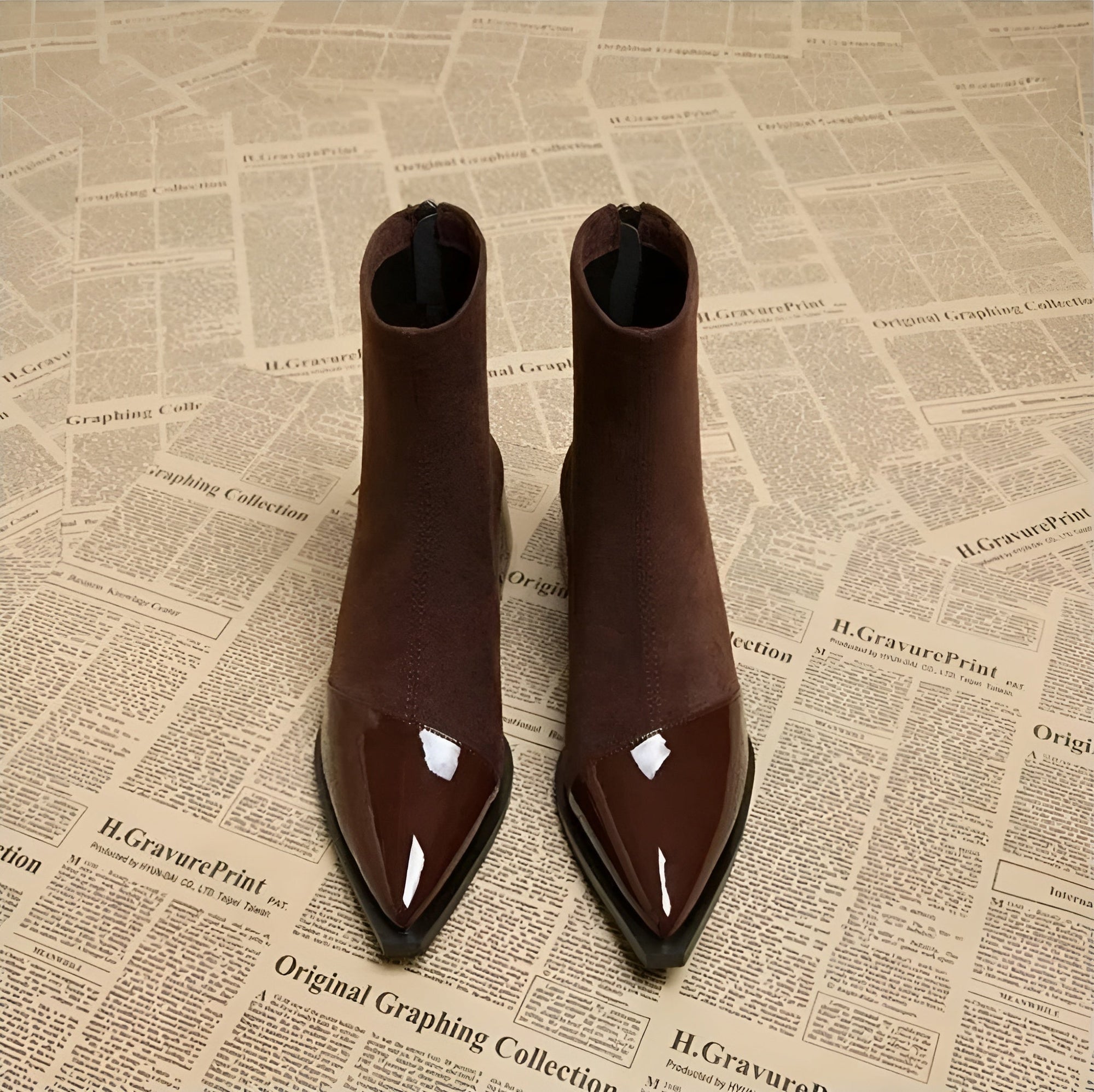 Bottine Pointue à Talon en Daim pour Femme - Emilia Lane