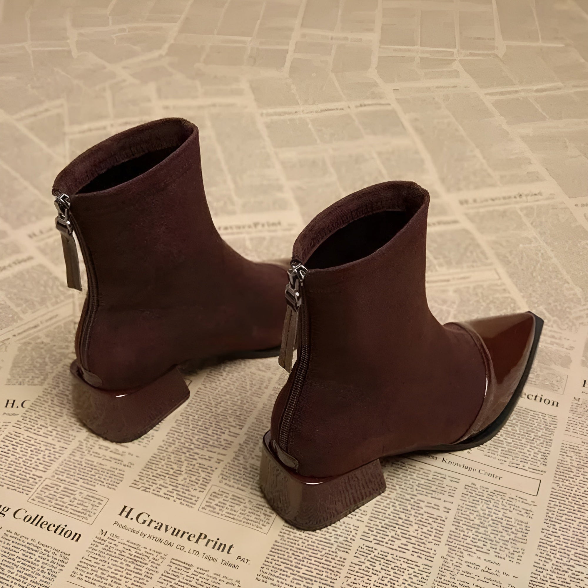 Bottine Pointue à Talon en Daim pour Femme - Emilia Lane