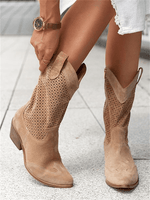 Bottine Santiag Haute en Daim pour Femme - Emilia Lane