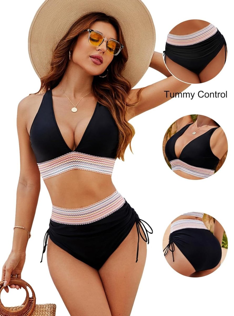Bikini a vita alta con spalline regolabili da donna