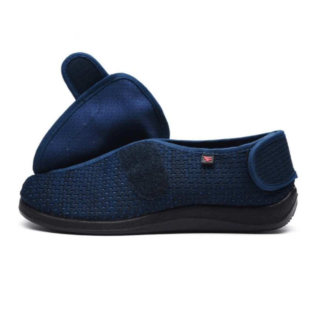 Chausson Femme Confort pour Pieds Larges à Scratch en Maille - Emilia Lane