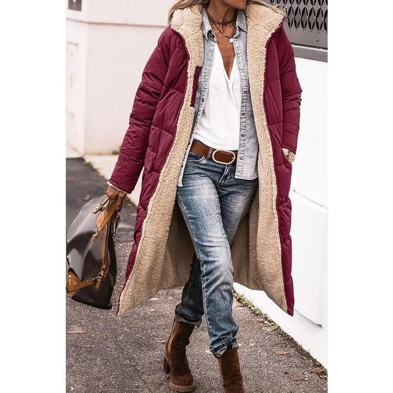 Doudoune Longue à Capuche et Doublure Sherpa pour Femme - Emilia Lane