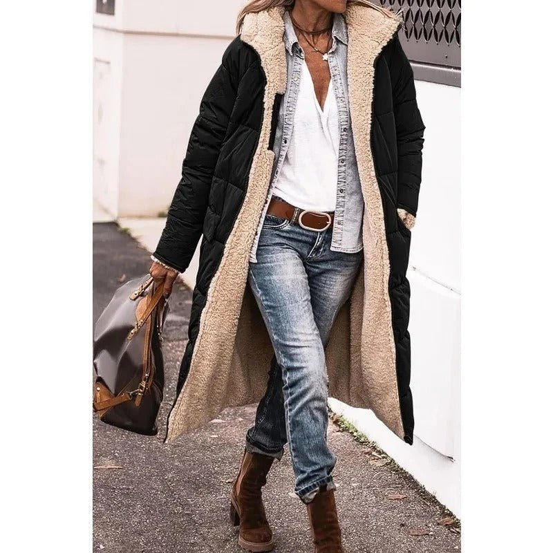 Doudoune Longue à Capuche et Doublure Sherpa pour Femme - Emilia Lane