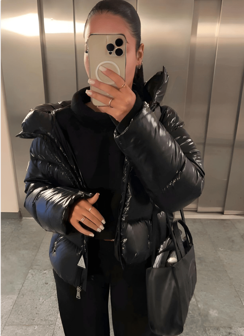 Doudoune Oversize Matelassée Brillante à Capuche pour Femme - Emilia Lane