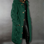 Gilet Long à Capuche en Grosse Maille pour Femme - Emilia Lane