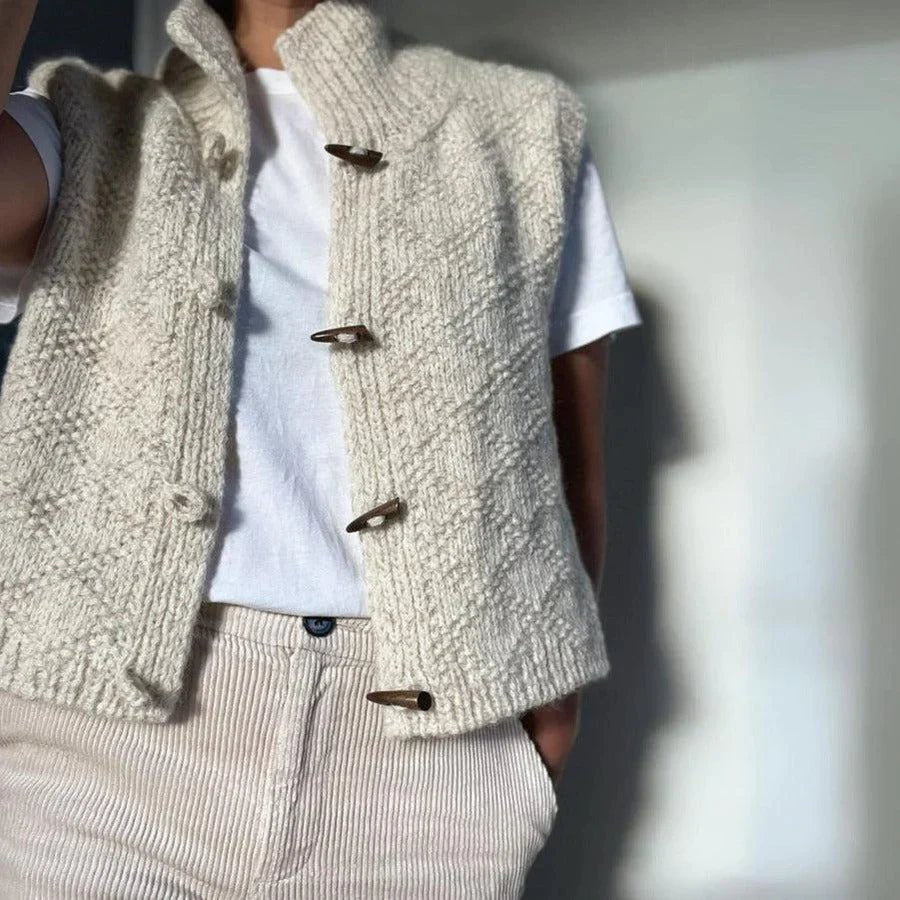 Gilet Sans Manche à Col Montant en Maille pour Femme - Emilia Lane