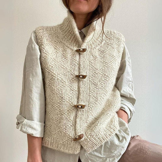 Gilet Sans Manche à Col Montant en Maille pour Femme - Emilia Lane