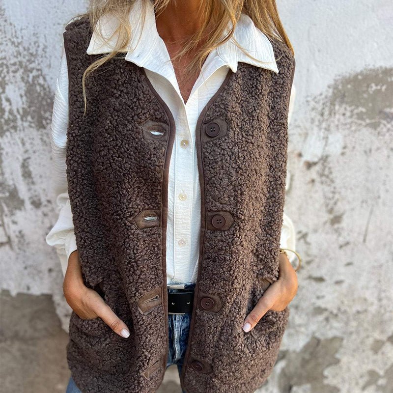 Gilet Sans Manches en Polaire Sherpa pour Femme - Emilia Lane