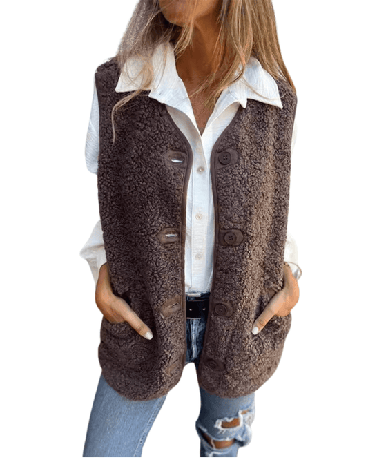 Gilet Sans Manches en Polaire Sherpa pour Femme - Emilia Lane