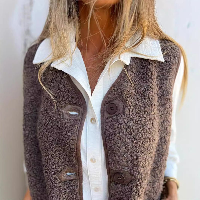Gilet Sans Manches en Polaire Sherpa pour Femme - Emilia Lane