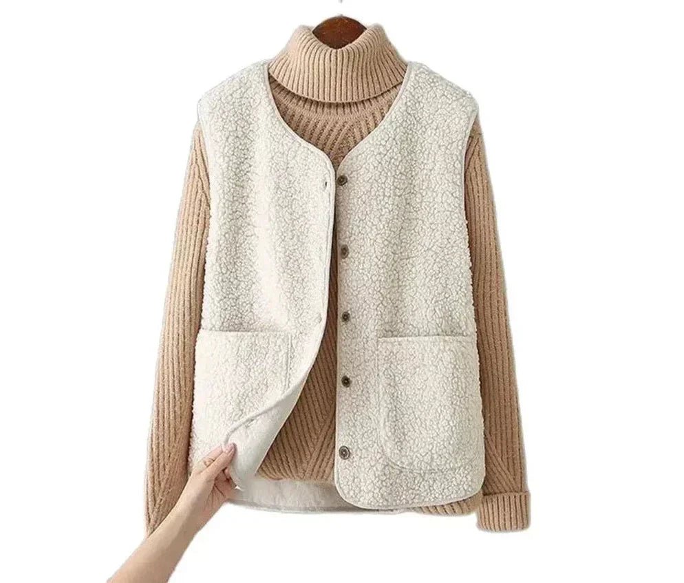 Gilet Sans Manches en Sherpa Effet Mouton pour Femme - Emilia Lane