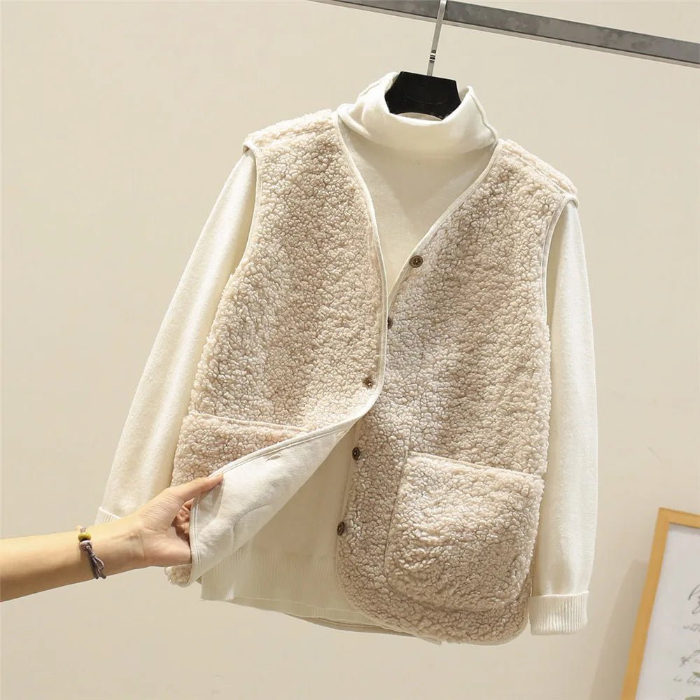Gilet Sans Manches en Sherpa Effet Mouton pour Femme - Emilia Lane