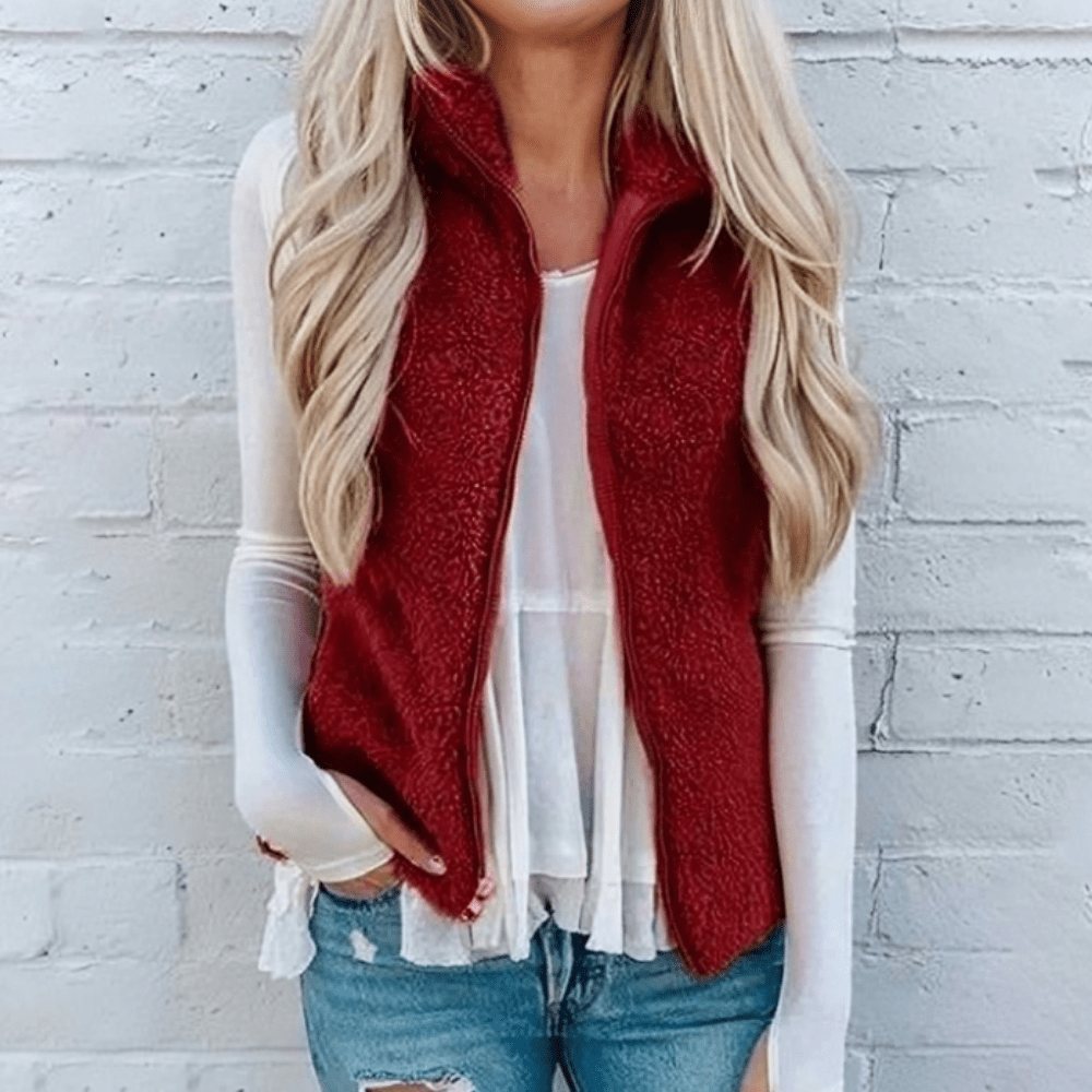 Gilet Sans Manches Zippé en Polaire pour Femme - Emilia Lane