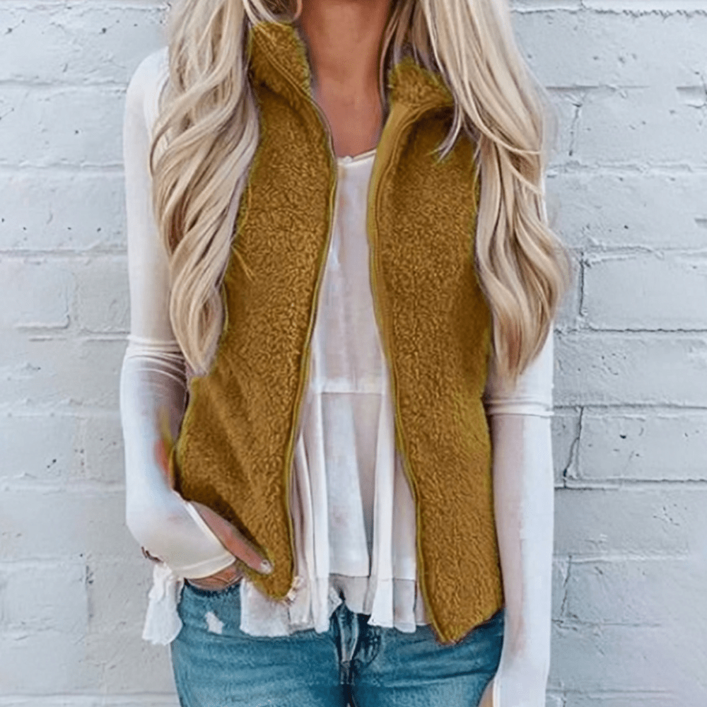 Gilet Sans Manches Zippé en Polaire pour Femme - Emilia Lane