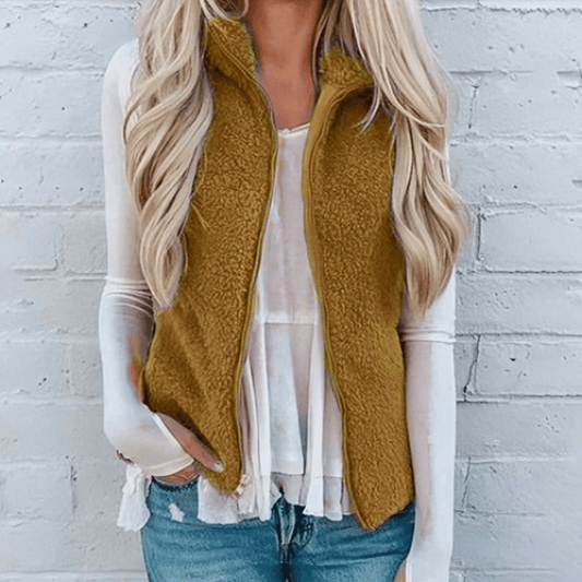 Gilet Sans Manches Zippé en Polaire pour Femme - Emilia Lane