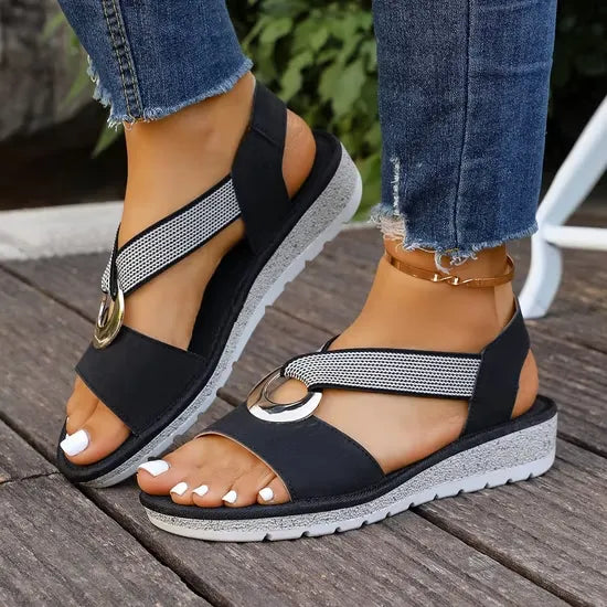 Sandales Peep-Toe avec Boucle Métallique pour Femme | Idéales pour l'Été