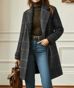 Manteau à Carreaux en Tissu Effet Laine pour Femme - Emilia Lane