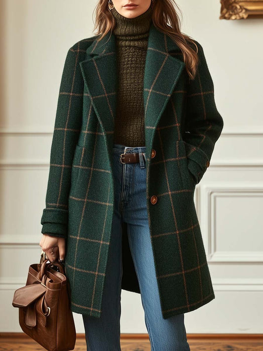 Manteau à Carreaux en Tissu Effet Laine pour Femme - Emilia Lane